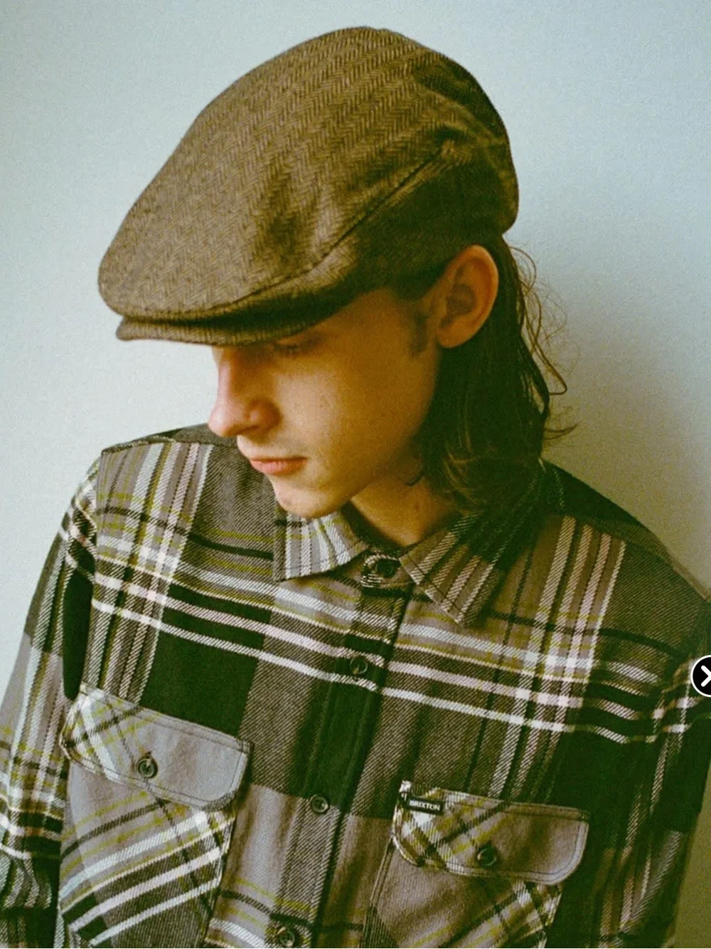Brixton Brown Herringbone Hooligan Snap Cap Size S